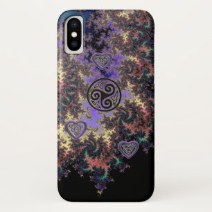 ケルト人のTriskeleのフラクタルのハートの結び目のiPhoneの場合 iPhone X ケース