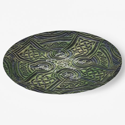 ケルト人結び糸細工の結婚式 ペーパープレート (アングル)