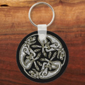 ケルト伝統的ドッグオーナメント金ゴールドと銀 キーホルダー (正面)