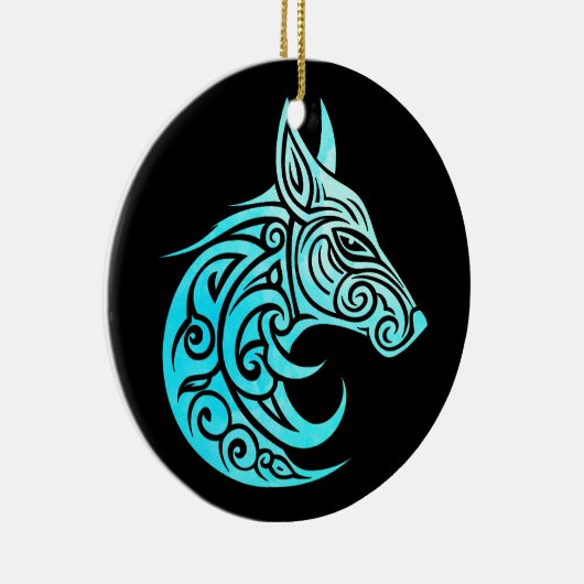 ケルト北欧ウィンターキツネ セラミックオーナメント (右)