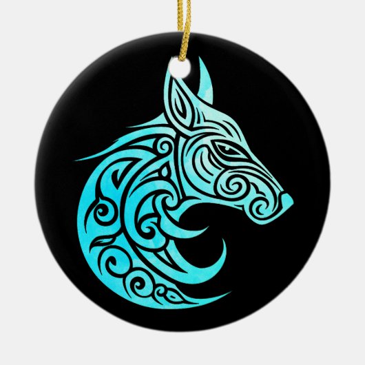 ケルト北欧ウィンターキツネ セラミックオーナメント (正面)