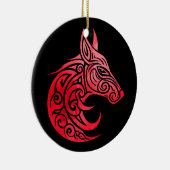 ケルト北欧キツネ セラミックオーナメント (右)