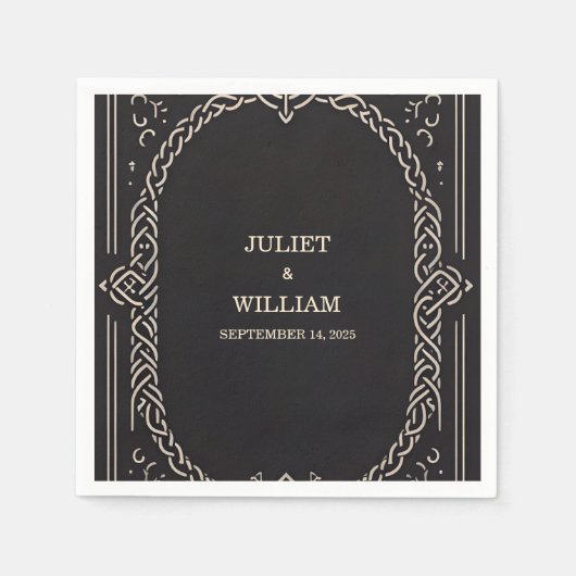 ケルト北欧中世スクロールバイキング結婚ズ スタンダードカクテルナプキン (正面)