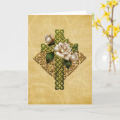 ケルト十字およびバラ カード (黄色い花)
