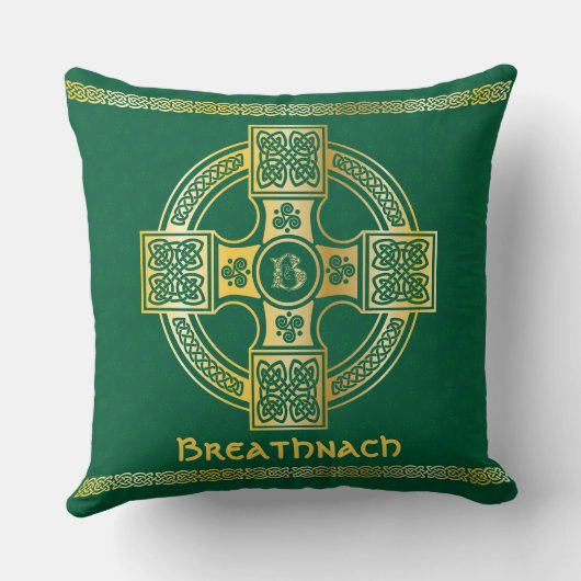 ケルト十字と結び目の文字Bモノグラムと名前 クッション (裏面)