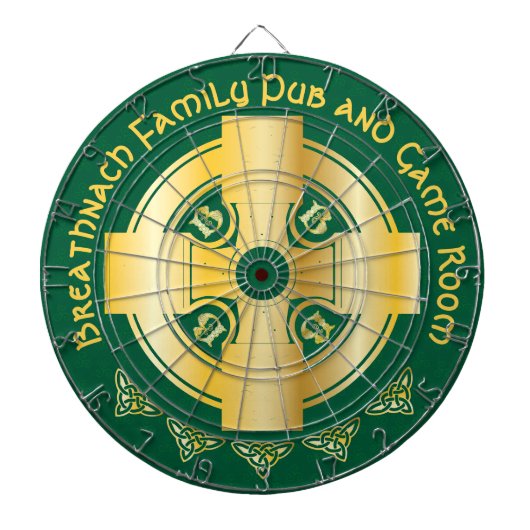 ケルト十字と結び目の文字Bモノグラムと名前 ダーツボード (正面)