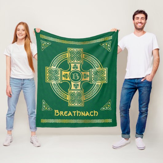 ケルト十字と結び目の文字Bモノグラムと名前 フリースブランケット (インサイチュ)