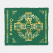 ケルト十字と結び目の文字Dモノグラムと名前 フリースブランケット (正面(横))