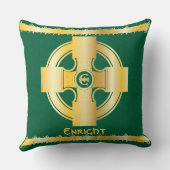 ケルト十字と結び目の文字Eモノグラムと名前 クッション (裏面)