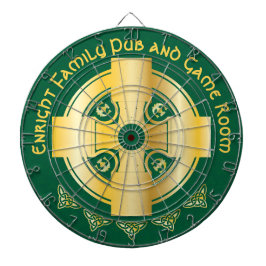 ケルト十字と結び目の文字Eモノグラムと名前 ダーツボード