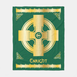 ケルト十字と結び目の文字Eモノグラムと名前 フリースブランケット