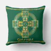 ケルト十字と結び目の文字Gモノグラムと名前 クッション (裏面)