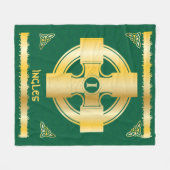 ケルト十字と結び目の文字Iモノグラムと名前 フリースブランケット (正面(横))