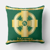 ケルト十字と結び目の文字Kモノグラムと名前 クッション (裏面)