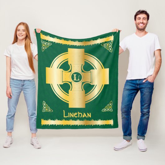 ケルト十字と結び目の文字Lモノグラムと名前 フリースブランケット (インサイチュ)