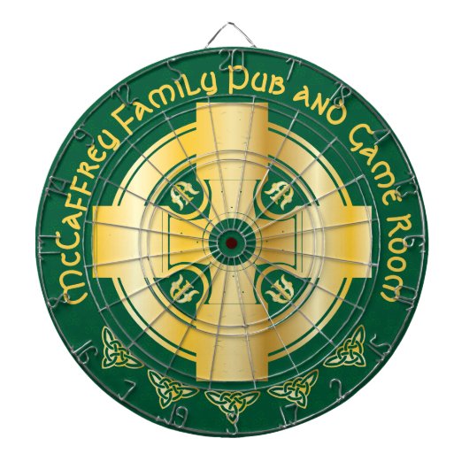 ケルト十字と結び目の文字Mモノグラムと名前 ダーツボード (正面)