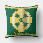 ケルト十字と結び目の文字Pモノグラムと名前 クッション (裏面)