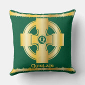 ケルト十字と結び目の文字Qモノグラムと名前 クッション (裏面)