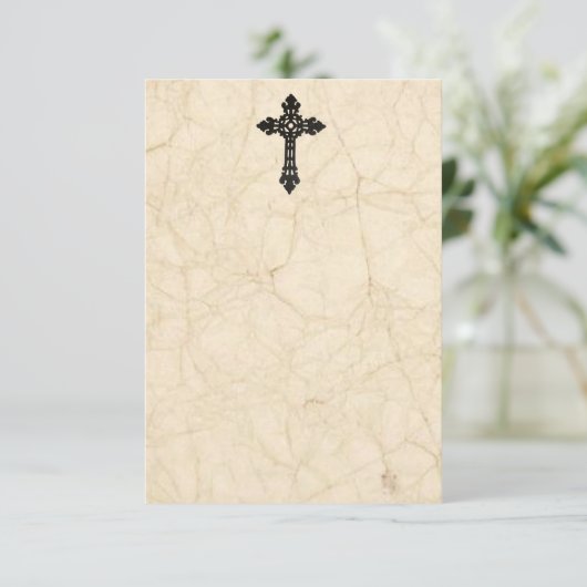 ケルト十字のヴィンテージの羊皮紙の悔やみや弔慰カード カード (スタンド正面)
