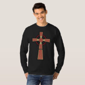 ケルト十字の人の長袖のワイシャツ Tシャツ (正面フル)