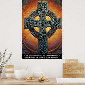 ケルト十字は希望の光の台として立っている。 ポスター (キッチン)