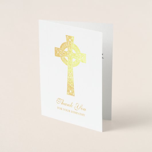ケルト十字アイリッシュ葬儀記念悔やみや弔慰 箔カード (正面)