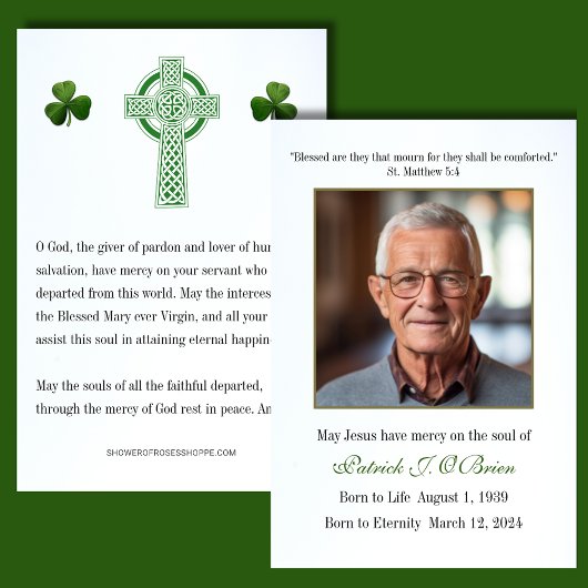 ケルト十字アイルランド葬儀記念祈りの言葉カード