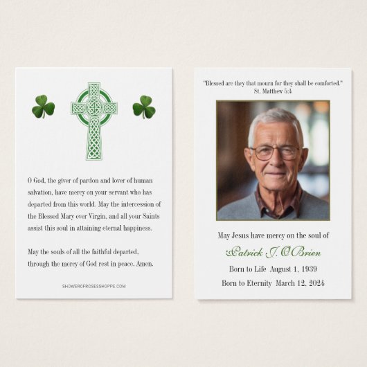 ケルト十字アイルランド葬儀記念祈りの言葉カード (正面&裏面)