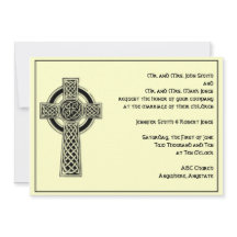 ケルト十字インブラックアイボリー結婚式招待状