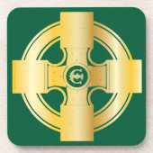 ケルト十字ケルト結び目模様文字Eモノグラム コースター (正面)