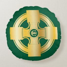 ケルト十字ケルト結び目模様文字Eモノグラム ラウンドクッション