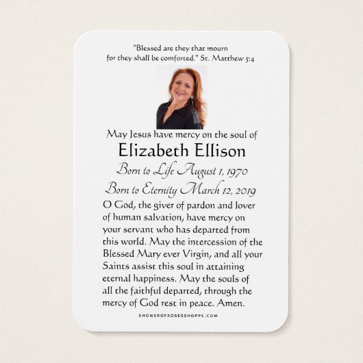 ケルト十字シャームロック葬儀記念祈りの言葉 (裏面)