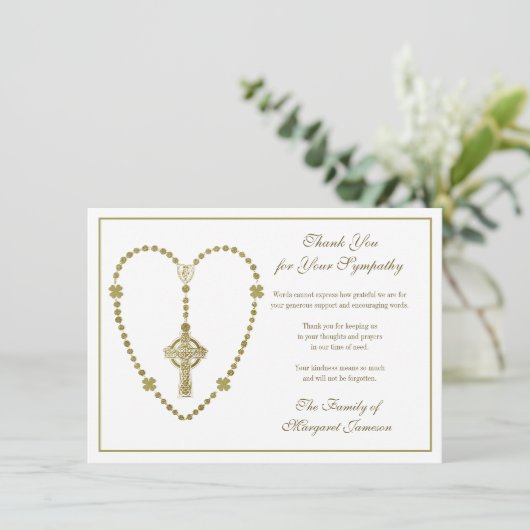 ケルト十字ロザリオ葬儀悔やみや弔慰サンキューユナイズ サンキューカード (スタンド正面)