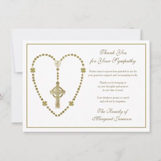 ケルト十字ロザリオ葬儀悔やみや弔慰サンキューユナイズ サンキューカード (正面)