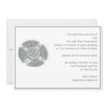 ケルト十字架 シルバー ホワイト 結婚式招待状