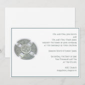 ケルト十字架 シルバー ホワイト 結婚式招待状 招待状 (正面/裏面)