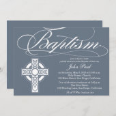 ケルト十字洗礼招待状フォーボーイズ 招待状 (正面/裏面)
