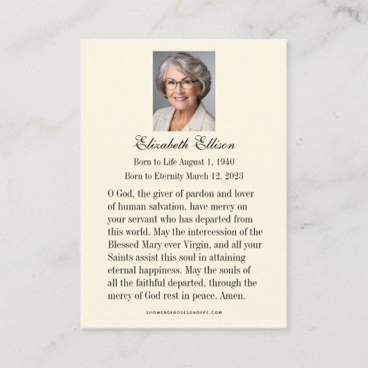 ケルト十字花葬儀メモリアル エンクロージャーカード (裏面)