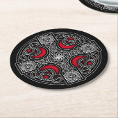 ケルト十字赤丸紙コースター ラウンドペーパーコースター (アングル)