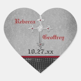 ケルト十字赤、黒、グレーのステッ結婚カー ハートシール