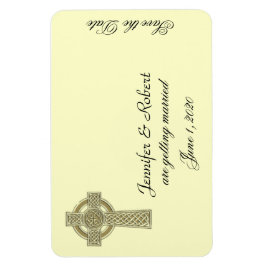 ケルト十字金ゴールドとアイボリー日付の保存 マグネット