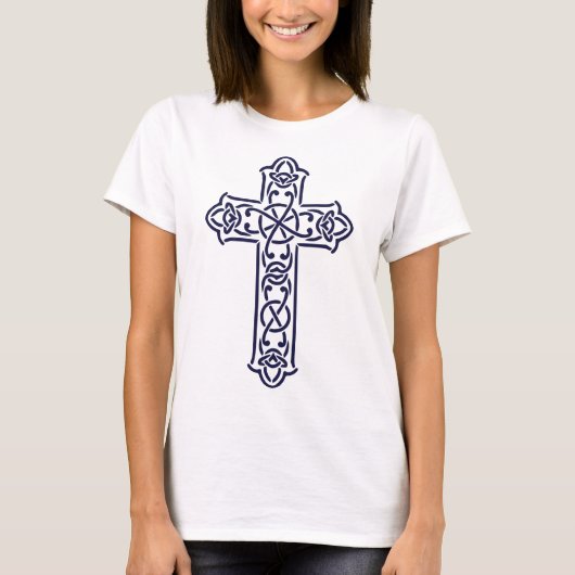 ケルト十字 グラフィック ノットワーク アート Tシャツ (正面)
