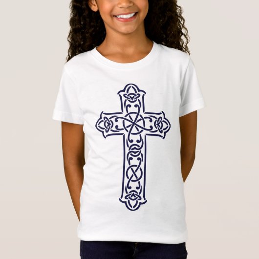 ケルト十字 グラフィック ノットワーク アート Tシャツ (正面)