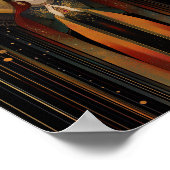 ケルト女神ブリジッドレインボー金ゴールドブラックアート ポスター (角)