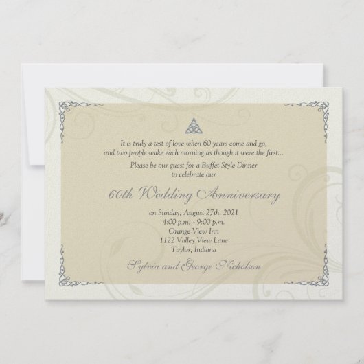 ケルト愛ノットダイヤモンド結婚の記念日 招待状 (正面)