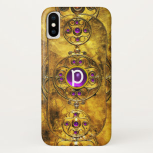 ケルト戦士シールドパープルアメジストジェムモノグラム iPhone X ケース