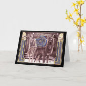 ケルト族のオオカミの魔法の挨拶状 カード (黄色い花)