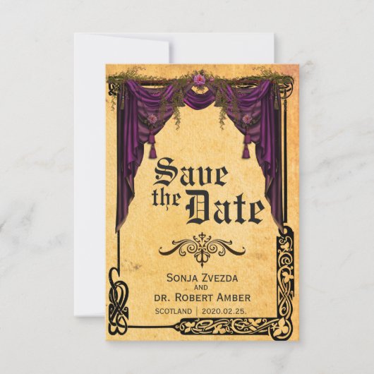 ケルト族のカーテンの結婚式の保存日付の招待 セーブザデート (正面)