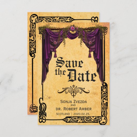 ケルト族のカーテンの結婚式の保存日付の招待 セーブザデート (正面/裏面)