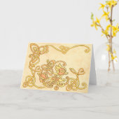 ケルト族のキツネの挨拶状 カード (黄色い花)